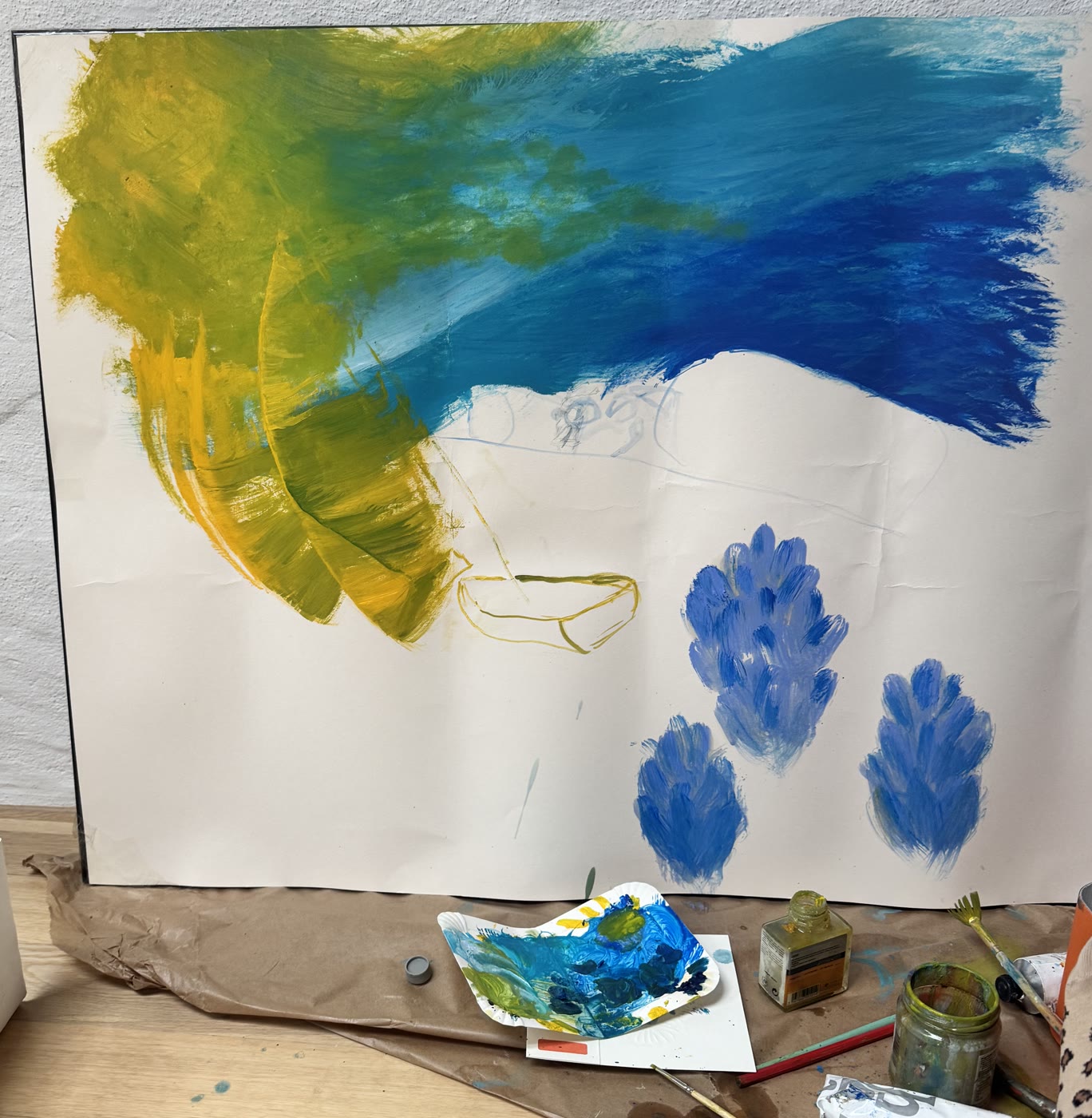 Yellow Weather, 2026. Oil on paper. Unfinished